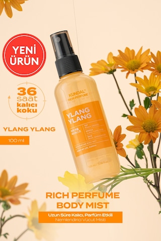 Parfüm Etkili, Nemlendirici Vücut Misti Kundal Rich Perfume Body Mist 100ml Ylang Ylang