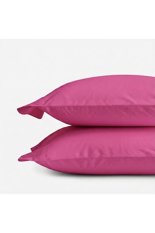 Prime Sleeks %100 Pamuk Yastık Kılıfı 2 Adet - Fuşya - 50x70cm Fuşya