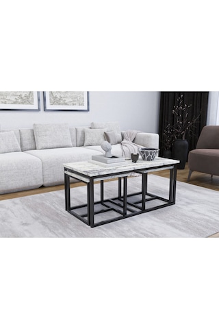 Luxor Orta Sehpa , Zigon Sehpa , Metal Ayak Masa , 3 Lü Zigon Frezya