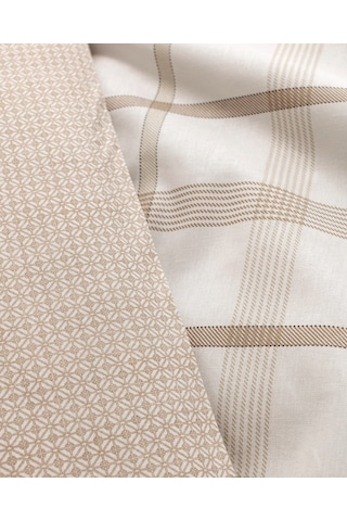 Madame Coco Aluin Çift Kişilik %100 Pamuk Ranforce Baskılı Nevresim Takımı - Bej Ekru