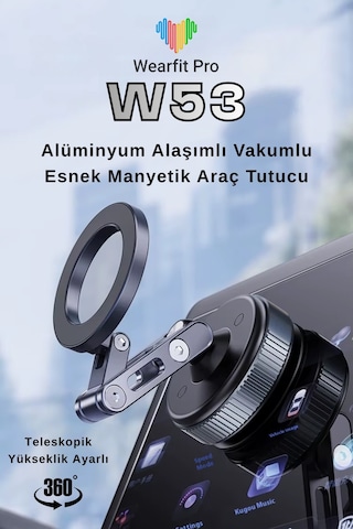 Wearfitpro W53 Alüminyum Alaşımlı Vantuzlu Telefon Tutucu 360 Döner Esnek Kol Cam Fayans Ahşap Ve Araç Uyumlu Gri