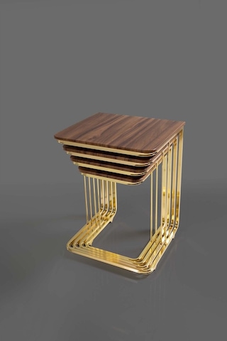Tekerlekli Veys Sehpa Gold 4 Lü Zigon Sehpa - Orta Sehpa - Yan Se (550705007)