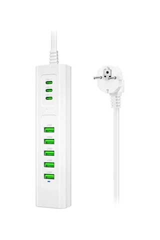 8 Portlu Çoklu Usb Şarj İstasyonu 5 Usb + 3 Type-c Masaüstü Çoklu Şarj Cihazı Çok Renkli