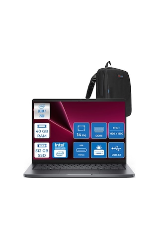 Dell Pro 14 PC14250BTO107H13 Ultra 7-255U 40 GB 512 GB SSD 14" W11P Dizüstü Bilgisayar + Zetta Çanta