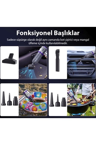 100w Çok Güçlü Ev Araba Süpürgesi Üfleme Özellikli 16000 Pa Emiş Gücü Garantili