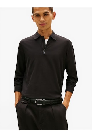 Tommy Hilfiger Dc Performance Zıp Polo Erkek Siyah Polo - Mw0mw44244