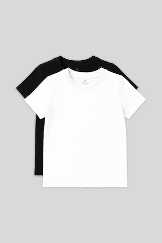 Standart Fit Basic O Yaka 2li Paket Siyah-beyaz Unisex Çocuk T-shirt - 11328 Siyah - Beyaz
