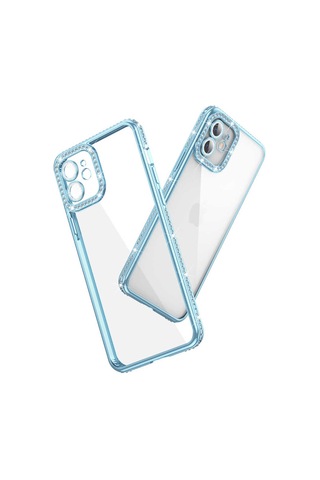 Apple Uyumlu iPhone 11 Kılıf Kamera Korumalı Taşlı Zore Mina Kapak Mavi
