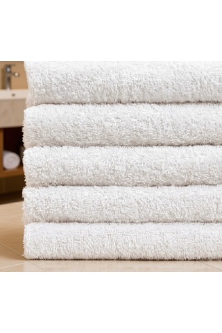 5 Adet 50x90 Cm 250 Gr %100 Pamuk Beyaz El Yüz Ve Baş Havlusu - Otel Hamam Havlusu