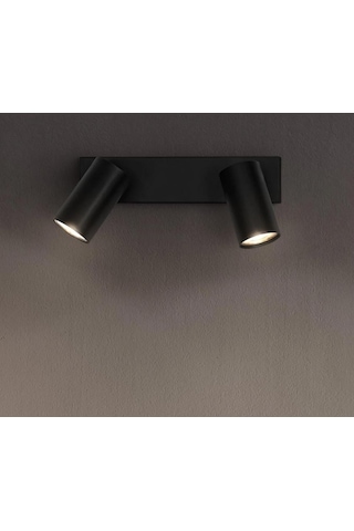 Mylights İkili Led Spot Siyah Hareketli Başlık Tavan Avize Duvar Aplik Ayna Üstü Tablo Aplik Os-ram Ampullü Siyah