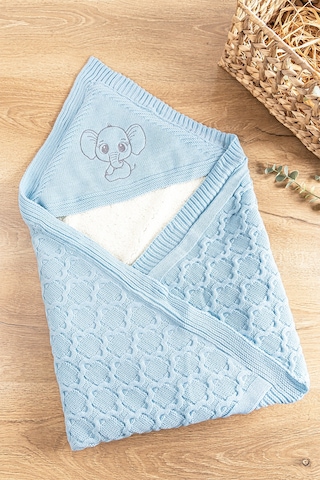 Fil Figürlü Içi Peluş Triko Bebek Battaniye Bebek Kundak Çok Renkli