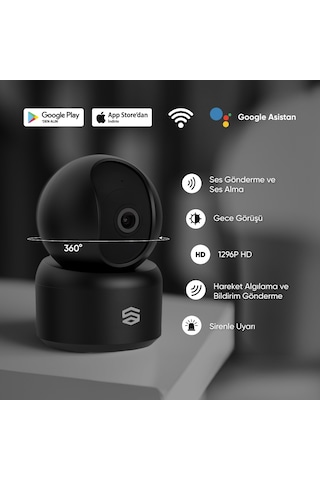 Şımart 360° Wi-Fi 1296P 2K Akıllı Kamera