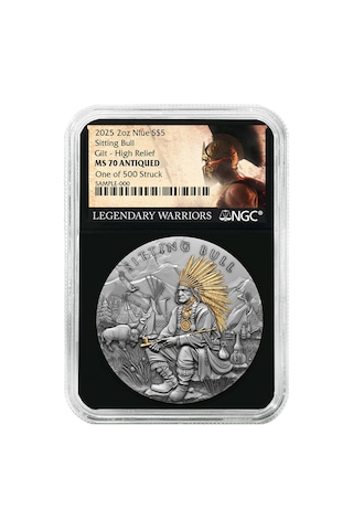 Agakulche Kızılderili Oturan Boğa Gümüş Sikke Coin