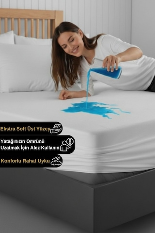 Micro Fitted Su Ve Sıvı Geçirmez Yatak Koruyucu Alez Çarşaf Full Kenar Lastikli Tek Çift Kişilik Beyaz