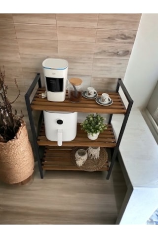 Kuzey Metal Ayaklı Masif Ahşap Mutfak Dolabı Rafı-ayakkablık -kit