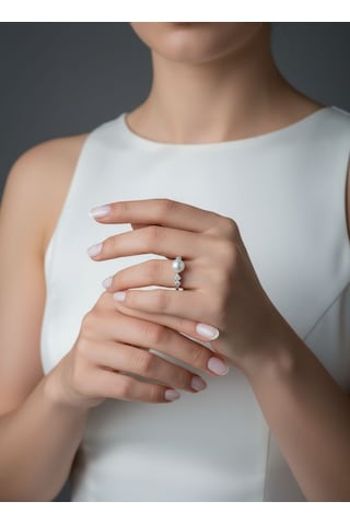 925 Ayar Gümüş Doğal İnci Set Gümüş