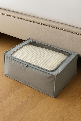 Handyol 1 Adet Pencereli Çelik Destekli Büyük Boy Hurç Baza Altı Çok Amaçlı Organizer 66x46x20 Cm Gri