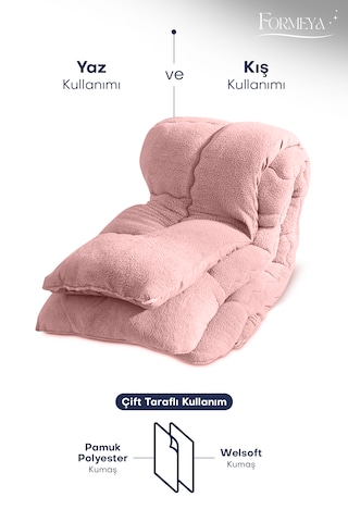 Formeya Lüx Welsoft Çift Taraflı Çift Kişilik Yorgan Pudra