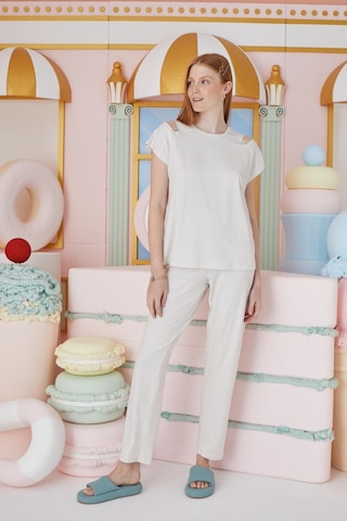 Sevim Kadın Kısa Kol Bej Melanj Pijama Takım C1t7n651 001