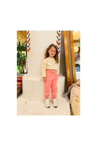 Heyadventure Kız Çocuk Jogger Eşofman Altı Cepli Paçası Kaşkorseli Pembe Pembe