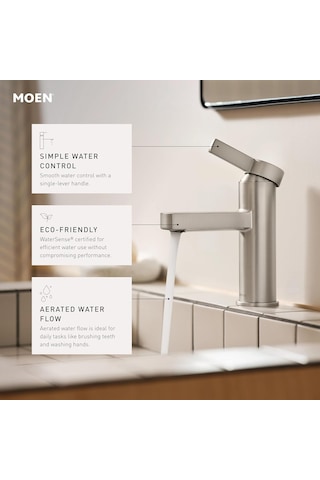 Moen Beric Mat Siyah Modern Tek Kolu Tek Delikli Banyo Bataryası Diğer