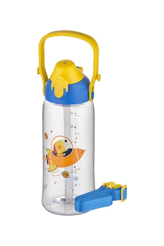 Uzspace 730ml Tritan Tek Kapak Çift Kullanım Pipetli/Pipetsiz Askı Aparatlı Tritan Çocuk Su Matarası