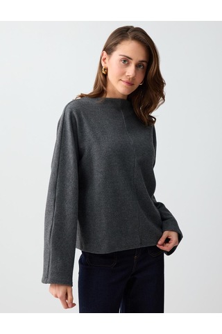Jimmy Key Jimmy Key Antrasit Melanj Rahat Kesim Yarasa Kol Yumuşak Dokulu Sweatshirt 5ww236154972