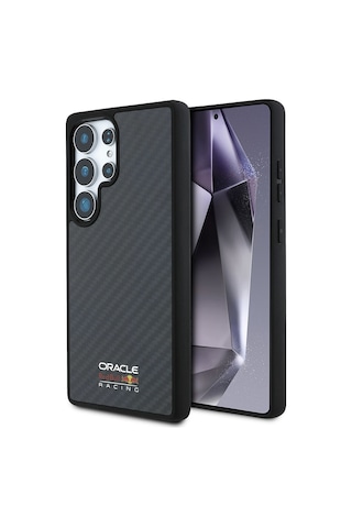 Galaxy S25 Ultra Kılıf Redbull Lisanslı Magsafe Uyumlu Karbon Fiber Parlayan Logolu Kapak Siyah