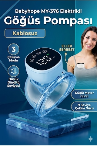 Babyhope MY-376 Göğüs Pompası Şarjlı Giyilebilir Elektrikli Sessiz ve Elleri Serbest Kullanım