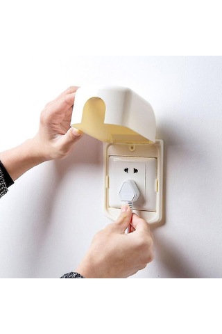 Tenfowee Bebek Güvenliği Elektrik Prizi Kapağı - Plastik, Krem Rengi, Kolay Kurulum, Çocukları Elektrik Tehlikelerinden Korur