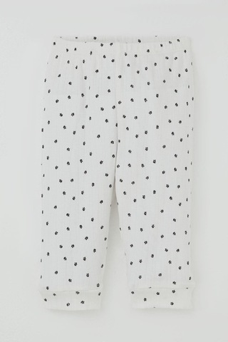 Breeze Kız Bebek Pijama Takımı Omuzdan Patlı Mini Çiçek Desenli 4 Ay-1 Yaş, Beyaz Beyaz