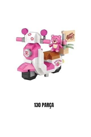 Pembe Ayıcıklı Motor 130 Parça Block Loz Oyuncak-mini Poşet 1 Adet