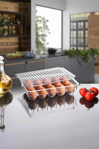 15 Li Buzdolabı Kapaklı Yumurtalık & Buzdolabı Organizeri Siyah