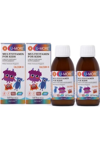 2'li Gelişim Paketi - Çocuklar İçin Multivitamin & Kalsiyum Şurubu 150 Ml X2 - Çinko Ve C Vitaminli