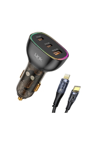 Linktech C507 80w 2xpd 30+20w Type-c To Lightning Usb Araç İçi Şarj Aleti -