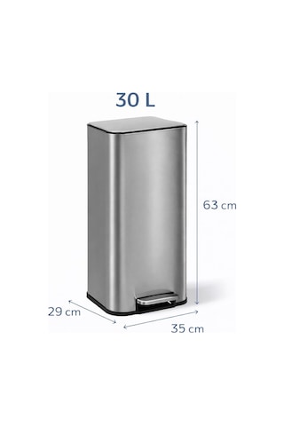 Omnipazar Genesit Gsc503l Paslanmaz Çelik Kare Pedallı Çöp Kovası 30 Litre Gri Gri