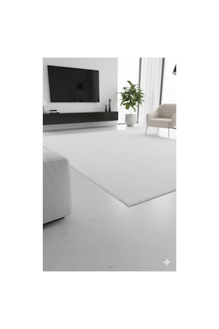 Via Yıkanabilir Kaydırmaz, Pamuk Dokuma, Premium Kalite Salon&mutfak&yemek Odası Kilimi-811 Krem