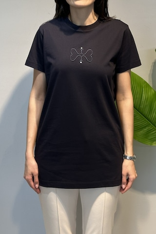 Missemramiss Pamuklu Nakışlı Tshirt Tunik 5360 Lacivert