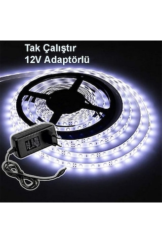 Tak Çalıştır Mutfak Dolabı Ledi Şerit Led 5 Metre Beyaz 6500k