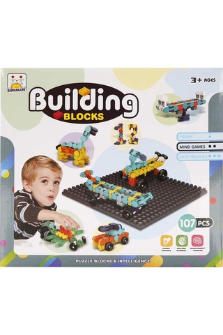 Şekilli Yapım Blokları Seti 107 Parça Eğitici Blok Oyuncak