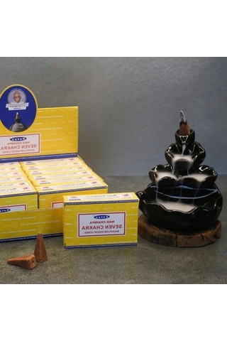 Satya Nag Champa Konik Tütsü- Backflow Cones Geri Akışkanlı Premium Natural Incense Cones 7 Chakra