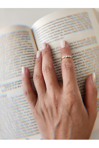 Beş Taş Model Eklem Kıkırdak Kemik Ayarlanabilir Model Altın Renkli Yüzük Gold