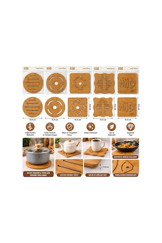 Kare 16.4x16.4cm - Yuvarlak:16.4cm Mıx Desen Bambu - Ahşap Nihale - Herhangi Bir Model Gönderilir 5728 Çok Renkli