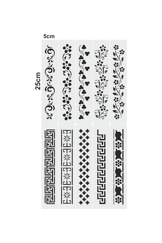Kk Swords Stencil Tasarım Br054 30 Parça Bordür Set. Set65 Duvar, Eşya,kumaş,fayans Boyama Şablonları Tybrq0aadnıfh8j533