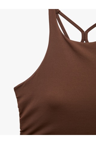 Koton Slim Fit İp Askılı Kolsuz Sırt Detaylı Kaplı Sporcu Sütyeni Kahverengi 7wak30080nk Kahve