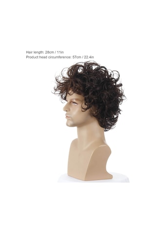 Gajeena Erkekler İçin Moda Kısa Dalgalı Peruk, Yüksek Sıcaklık Liften Yapılmış, Doğal Görünümlü, Kolay Kullanım, Siyah-kahverengi