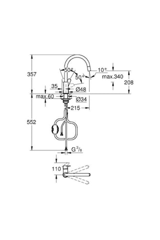 Grohe Bauedge Tek Kumandalı Eviye Bataryası - 30536000 Gümüş