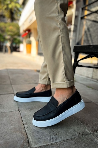 Roof Atelier Erkek Siyah Beyaz Loafer Ayakkabı - 421 - Cbt Bandera Siyah