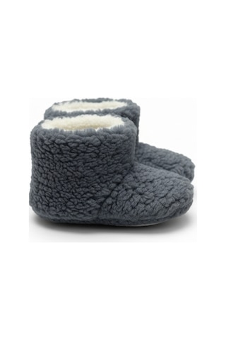Balbeybi Unisex Gri Polar Çocuk Pandufu Yumuşak, Kaymaz, Tüylenmeyen Welsoft Patik Gri