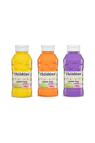 Childgen Parmak Boya 3'lü Set - 350 Ml X 3 Turuncu Sarı Mor Mavi